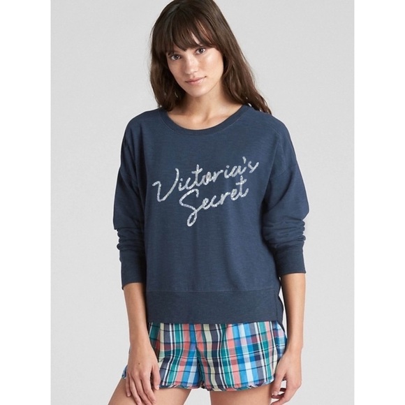 VICTORIA’S SECRET • Silver Sequined Logo Sweatshirt - Picture 2 of 4